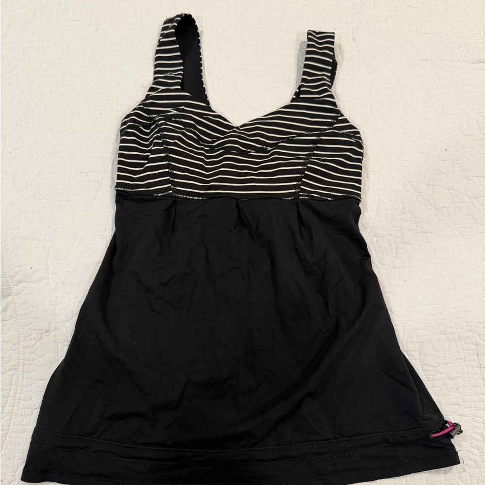 Lululemon Black and White Striped Tank Top